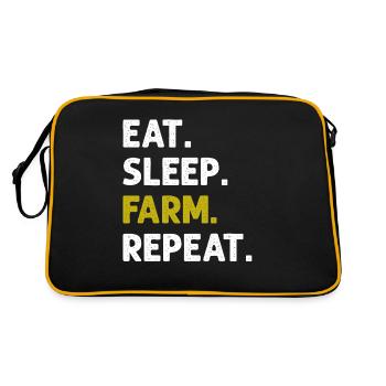 Eat Sleep Farm Wiederholen Sie lustigen landwirtschaftlichen Bauern - Retro Tasche - Schwarz/Gold - Hinten