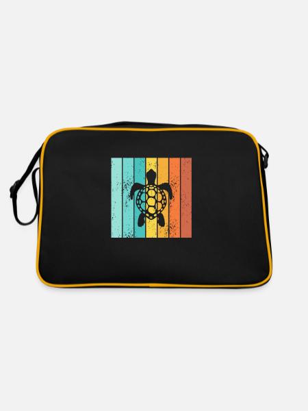 Tortue Rétro Animal Reptile de mer Idée cadeau - Sac Retro - noir/or - Dos