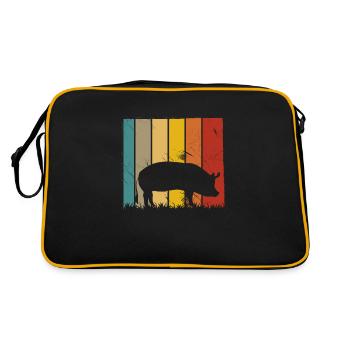 Pig Animal Retro Pet Farm Idée cadeau - Sac Retro - noir/or - Dos