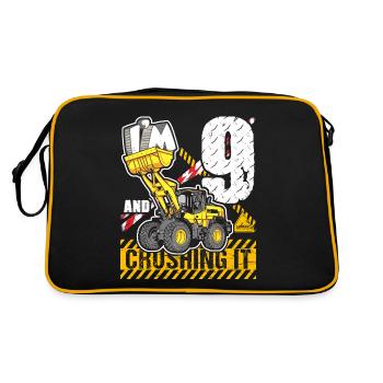 Ich bin 9 & Crushing It 9th Birthday Boys Bagger - Retro Tasche - Schwarz/Gold - Hinten