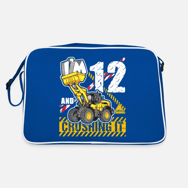 Ich bin 12 & zerquetscht es 12. Geburtstag Jungen Bagger Retro Tasche