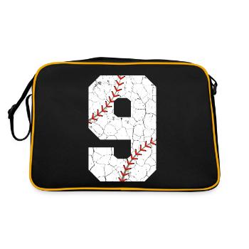 Kinder 9. Geburtstag Baseballspieler 9 Jahre alt - Retro Tasche - Schwarz/Gold - Hinten