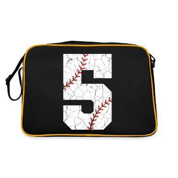 Kinder 5. Geburtstag Baseballspieler 5 Jahre alt - Retro Tasche - Schwarz/Gold - Hinten