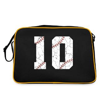 Kinder 10. Geburtstag Baseballspieler 10 Jahre alt - Retro Tasche - Schwarz/Gold - Hinten