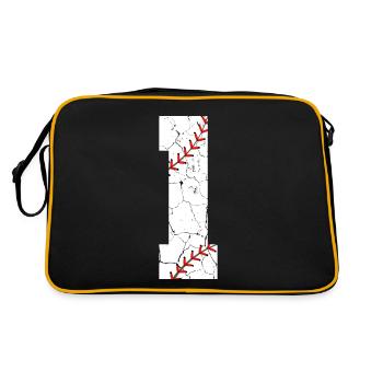 Kinder 1. Geburtstag Baseballspieler 1 Jahr alt - Retro Tasche - Schwarz/Gold - Hinten