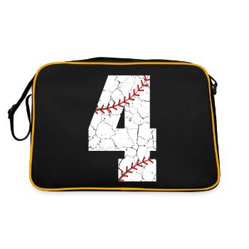 Kinder 4. Geburtstag Baseballspieler 4 Jahre alt - Retro Tasche - Schwarz/Gold - Hinten