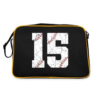 Kinder Baseballspieler zum 15. Geburtstag 15 Jahre alt - Retro Tasche - Schwarz/Gold - Hinten