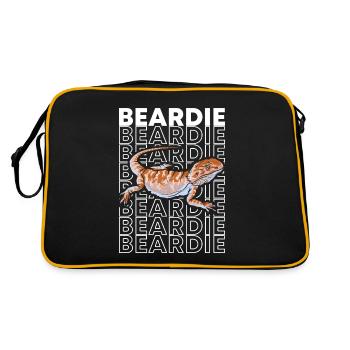 Bearded Dragon Lizard 80's Style Reptile Keeper - Retro Tasche - Schwarz/Gold - Hinten