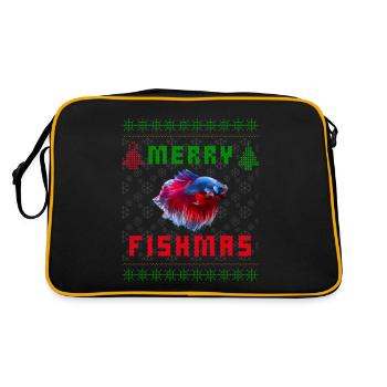 Betta Fish Siamese Fighting Fish Christmas Sweater - Retro Bag - black/gold - Back