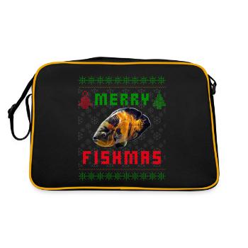Oscar Fish Monster Fish Keeper Weihnachtspullover - Retro Tasche - Schwarz/Gold - Hinten