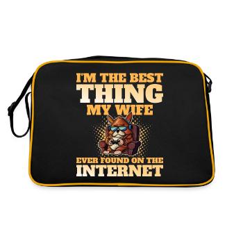 Trouvé Par Ma Femme Humour Blague Mari Geek - Sac Retro - noir/or - Dos
