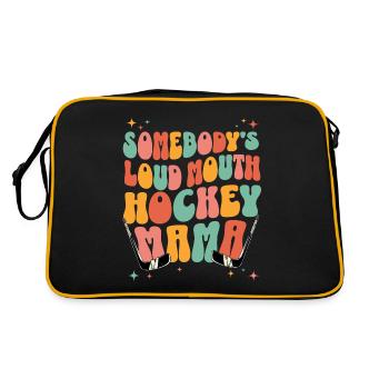 Humorvolle Phrase Mama Hockeyspieler - Retro Tasche - Schwarz/Gold - Hinten