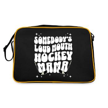 Humorvolle Phrase Mama Hockeyspieler - Retro Tasche - Schwarz/Gold - Hinten