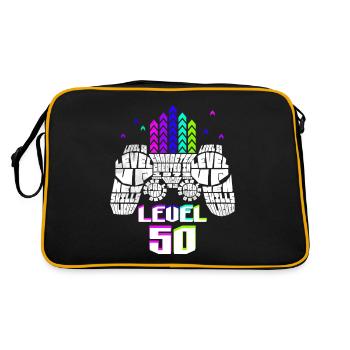Geek Level 50 Jubiläum Gamer 50 Jahre - Retro Tasche - Schwarz/Gold - Hinten