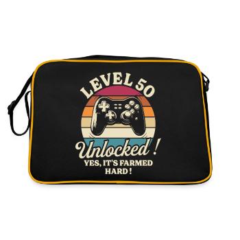 Spielerlevel 50 Jubiläum Gamer 50 Jahre - Retro Tasche - Schwarz/Gold - Hinten