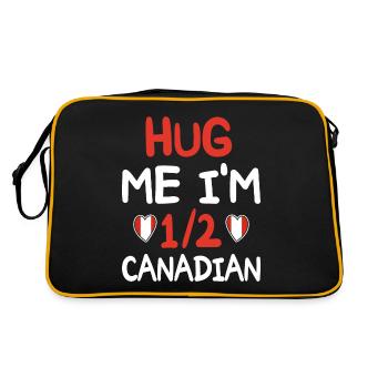 Kanadischer Humor Ich bin halber Kanadier - Retro Tasche - Schwarz/Gold - Hinten
