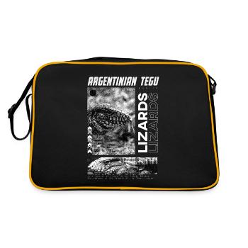 Argentinischer Tegu Lizard Streetwear Reptilienpfleger - Retro Tasche - Schwarz/Gold - Hinten