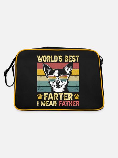 Vintage Dog Humorous Daddy Dog Chihuahua - Retro Bag - black/gold - Back