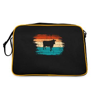 Kuh Retro Muh Landwirt Milch Bauernhof Geschenk - Retro Tasche - Schwarz/Gold - Hinten