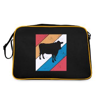 Kuh Retro Muh Landwirt Milch Bauernhof Geschenk - Retro Tasche - Schwarz/Gold - Hinten