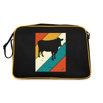 Kuh Retro Muh Landwirt Milch Bauernhof Geschenk - Retro Tasche - Schwarz/Gold - Hinten