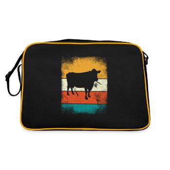 Cow Animal Farmer Moo Retro Farm Gift - Retro Bag - black/gold - Back