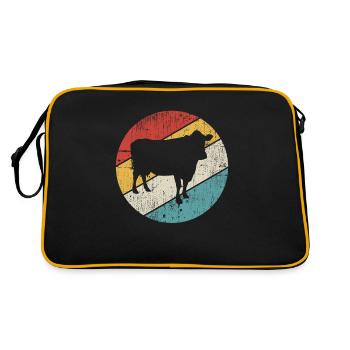 Kuh Retro Muh Landwirt Milch Bauernhof Geschenk - Retro Tasche - Schwarz/Gold - Hinten