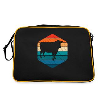 Kuh Retro Muh Landwirt Milch Bauernhof Geschenk - Retro Tasche - Schwarz/Gold - Hinten