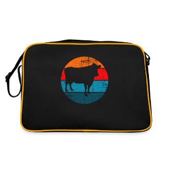 Kuh Retro Muh Landwirt Milch Bauernhof Geschenk - Retro Tasche - Schwarz/Gold - Hinten
