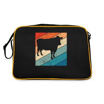 Kuh Retro Muh Landwirt Milch Bauernhof Geschenk - Retro Tasche - Schwarz/Gold - Hinten