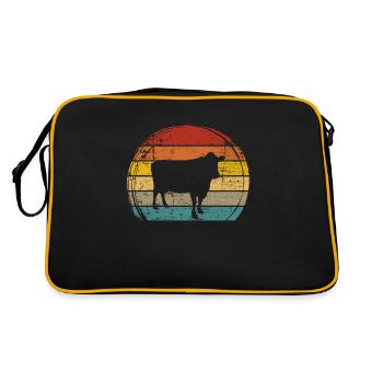 Kuh Retro Muh Landwirt Milch Bauernhof Geschenk - Retro Tasche - Schwarz/Gold - Hinten