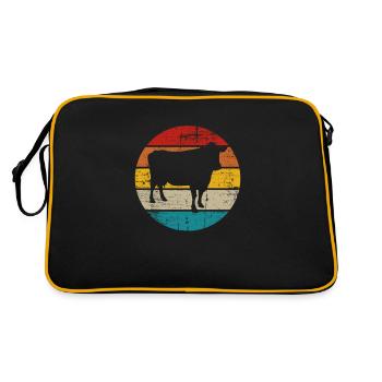Kuh Retro Muh Landwirt Milch Bauernhof Geschenk - Retro Tasche - Schwarz/Gold - Hinten