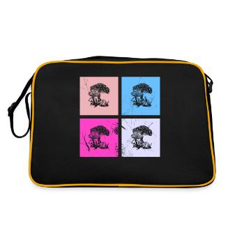 Mushroom Mushrooms Boletus Toadstool Retro Gift - Retro Bag - black/gold - Back