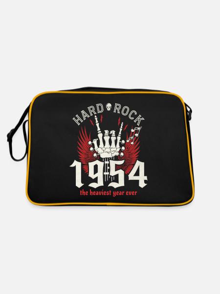 Rockjahr 1954 Partymusiker 70 Jahre Jubiläum - Retro Tasche - Schwarz/Gold - Hinten