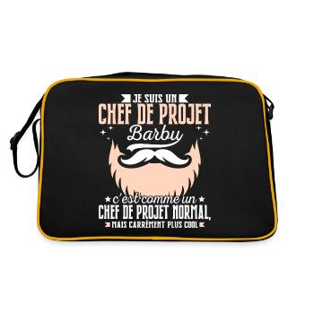 Barbe Humour Chef de Projet Barbu - Sac Retro - noir/or - Dos