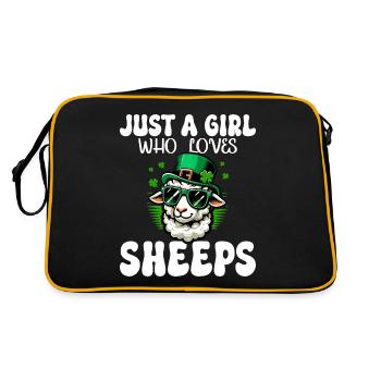 Girl Who Loves St. Patrick's Day Sheep - Retro Bag - black/gold - Back