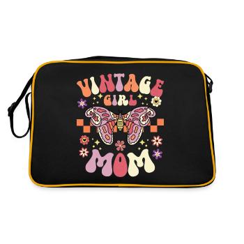 Vintage Mädchen Retro Mama - Retro Tasche - Schwarz/Gold - Hinten
