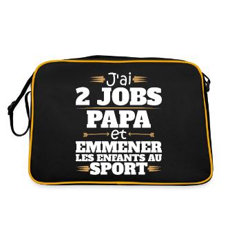 2 Jobs Papa Et Enfants Au Sport Humour Papa - Sac Retro - noir/or - Dos
