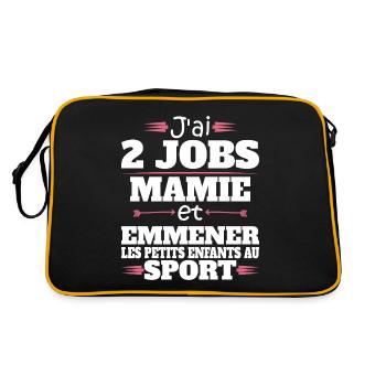 2 Jobs Mamie Et Petits Enfants Humour Mamie - Sac Retro - noir/or - Dos