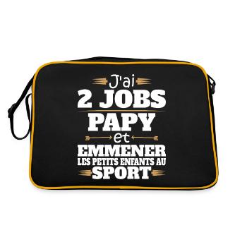 2 Jobs Papy Et Petits Enfants Humour Papy - Sac Retro - noir/or - Dos
