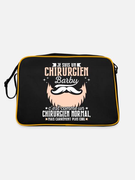 Barbe Humour Chirurgien Barbu - Sac Retro - noir/or - Dos