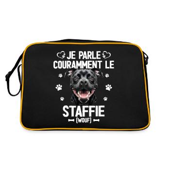 Parler Le Staffie Cadeau Humour Chien Staffie - Sac Retro - noir/or - Dos