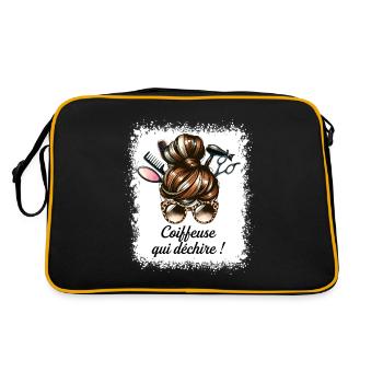 Chignon Coiffeuse Qui Déchire Super Coiffeuse - Sac Retro - noir/or - Dos