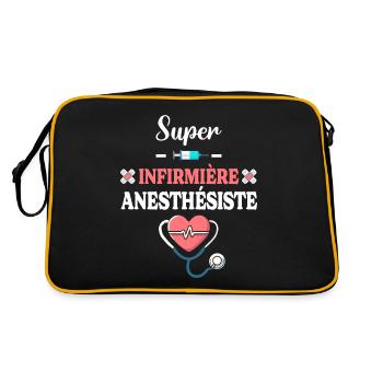 Humour Femme Super Infirmière Anesthésiste - Sac Retro - noir/or - Dos