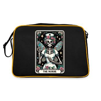 Skelett Karte Frau Krankenschwester - Retro Tasche - Schwarz/Gold - Hinten