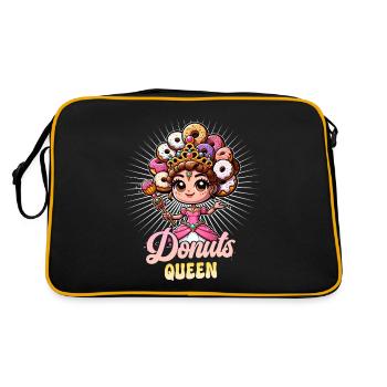 Donut-Königin-Tochter liebt Donuts - Retro Tasche - Schwarz/Gold - Hinten