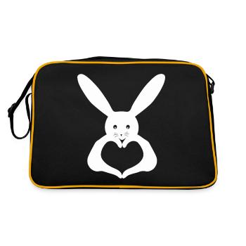 Herz Handform Kaninchen - Retro Tasche - Schwarz/Gold - Hinten