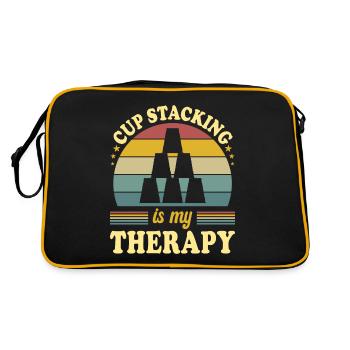 Sport Stacking ist meine Therapie - Retro Tasche - Schwarz/Gold - Hinten