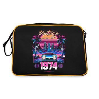 Synthwave Aesthetic 1974 50th Birthday - Sac Retro - noir/or - Dos