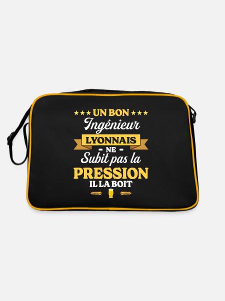 Ingénieur Lyonnais Humour Génie - Sac Retro - noir/or - Dos